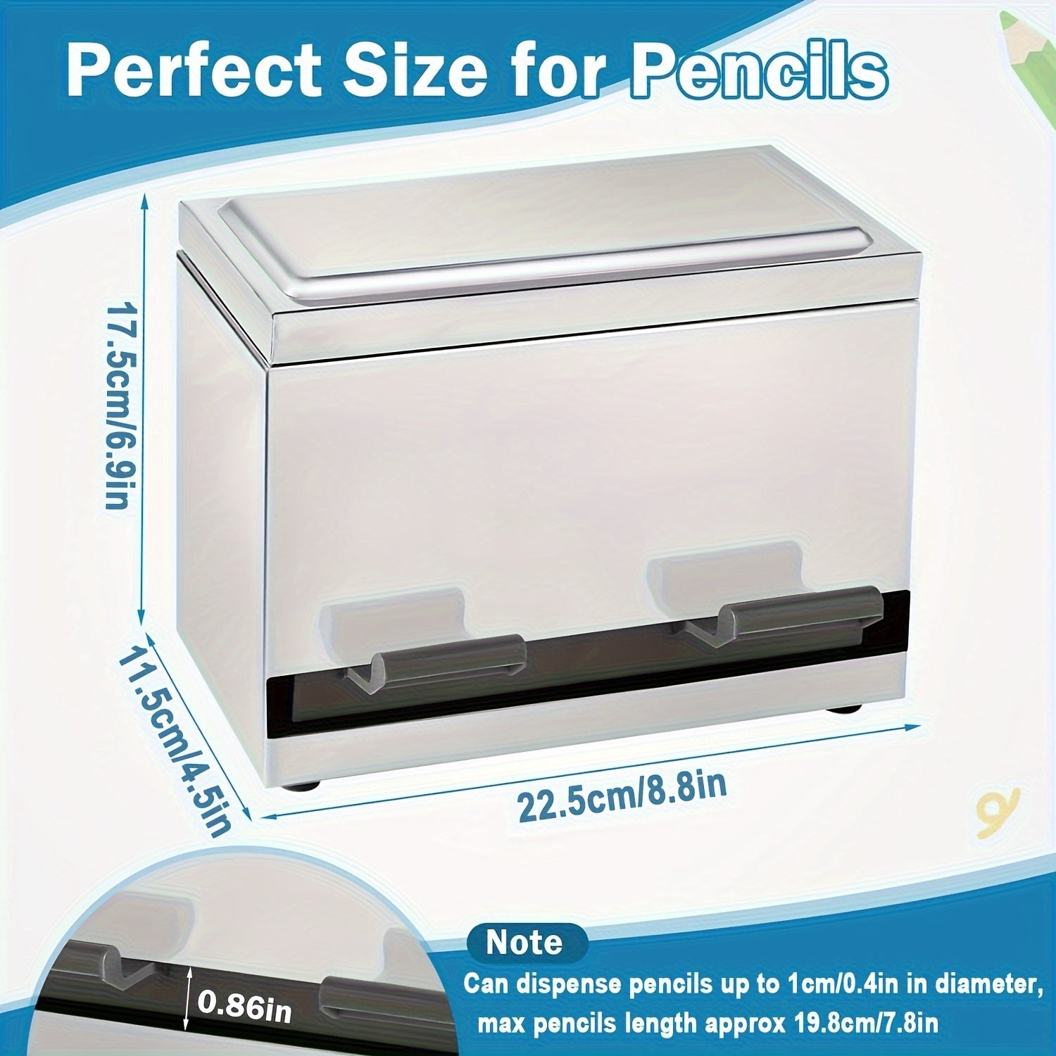 TEMU Stainless Dispenser For Classroom And Office Desk, Can Hold 200 Pencils, Teacher Organization Storage, Pencil , Suitable For School Supplies,