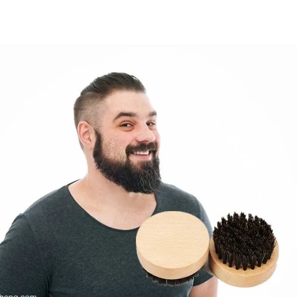 Beard Facial Hair BRISTLE Beard Brush Mens Hairs Bristles Hard Round Wood Handle Mustache Set Face Massage Beauty