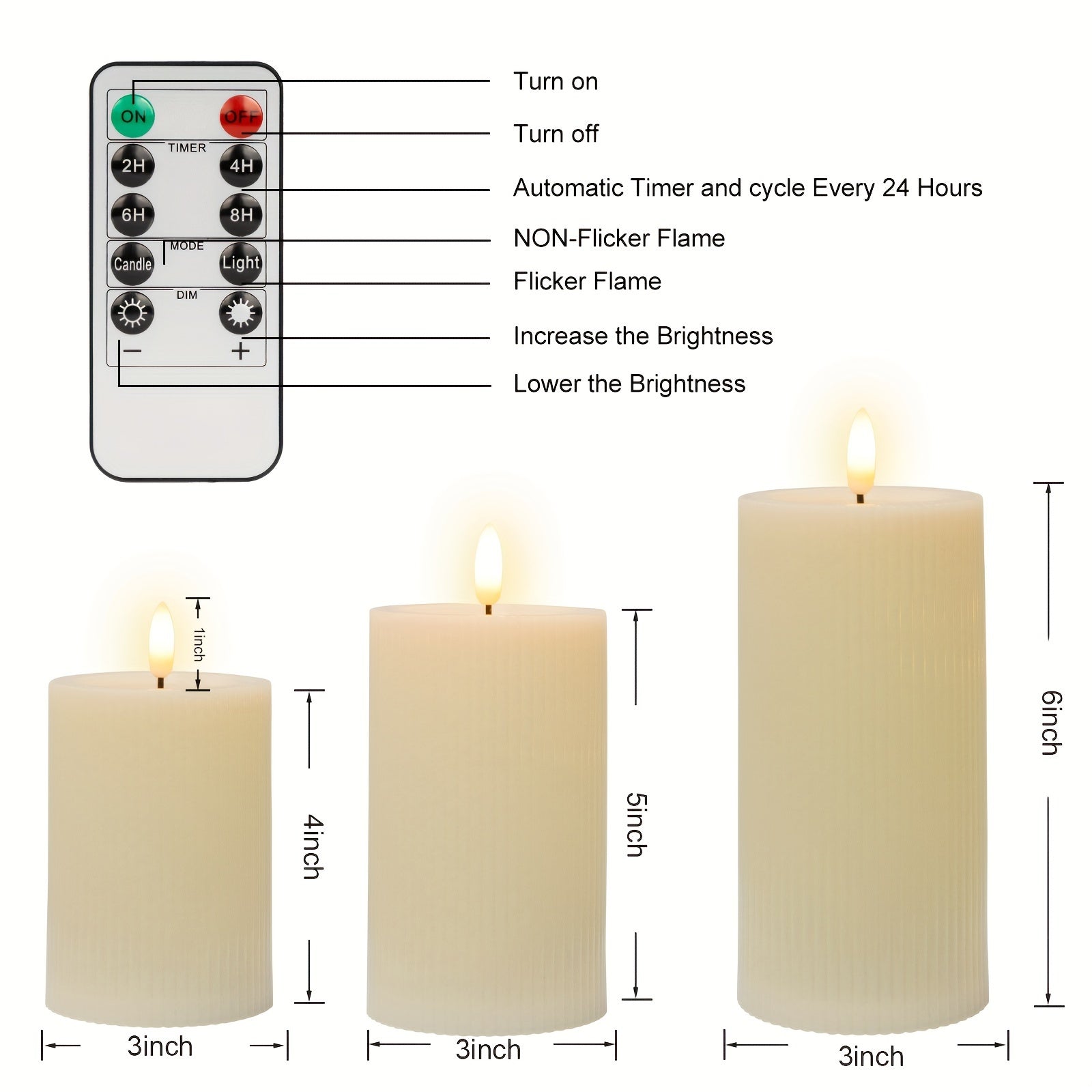 TEMU Flickering Flameless Candles - Plastic Column Candles And Realistic Moving Wick Candles For Home Decoration (set Of 3) Valentine's Day,