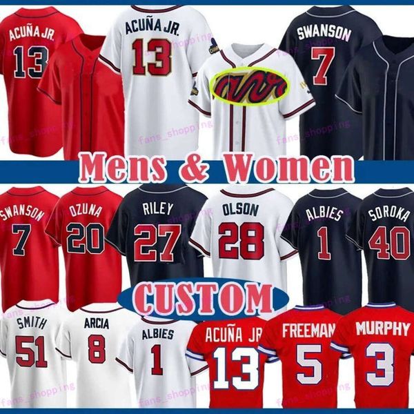 Baseball Jerseys 13 Ronald Acuna Jr. Dansby Swanson Gold Program Matt Olson Mens Ozzie Albies Women Austin Riley Youth Travis d&#039;Arnaud