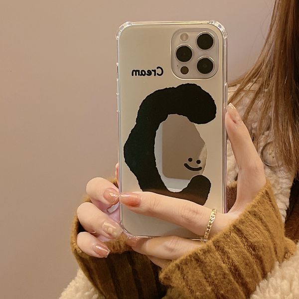 ddmygifts Instagram Mirror Cream Smiling Face 14 Suitable for 13 Pro Max 12 Phone Case Anti Drop XR15 A