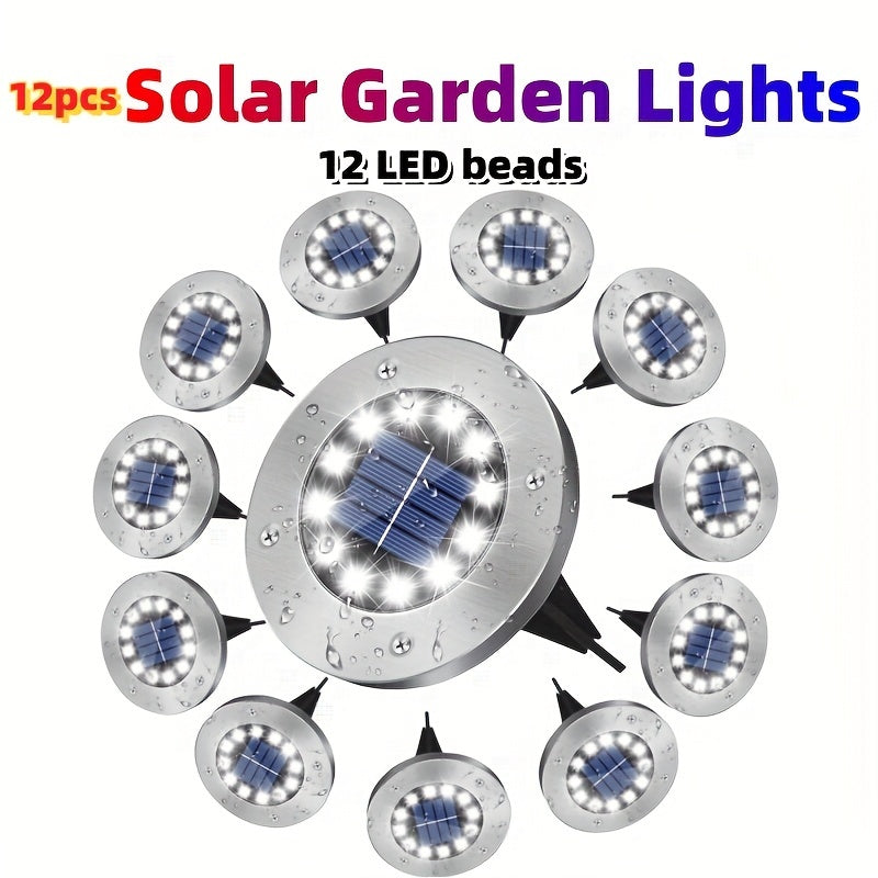 TEMU 12-24pcs Solar Garden Lights With 12 Led Bulbs, Used For Lighting Landscapes And , Making Gardens In White Light Or Warm Light