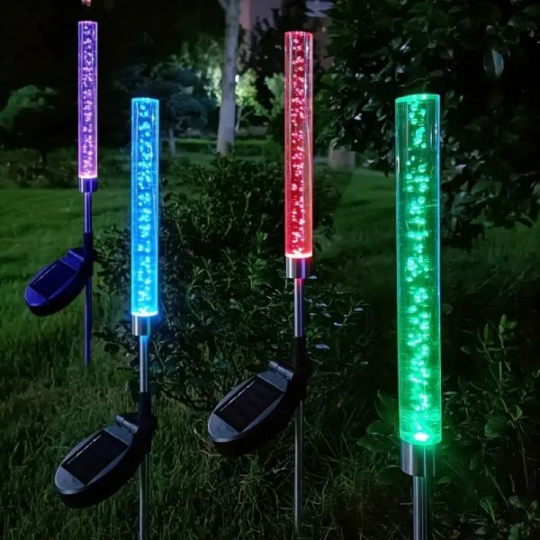 1-2-4PCS Acrylic Bubble Solar Pathway Lawn Lamp RGB Garden Outdoor Solar Light Waterproof RGB Color Changing LED Solar Lights