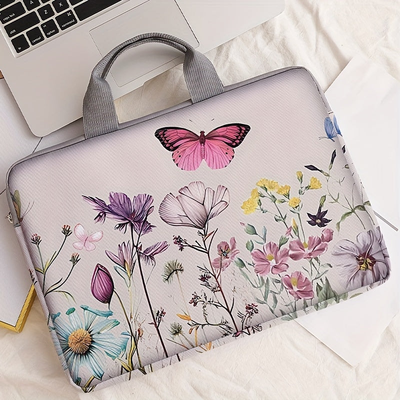 TEMU 1pc Flower Printed Notebook Computer Bag, Simple Briefcase, Notebook Computer Protective Bag, Laptop Tablet Commuter Briefcase, File Storage Bag