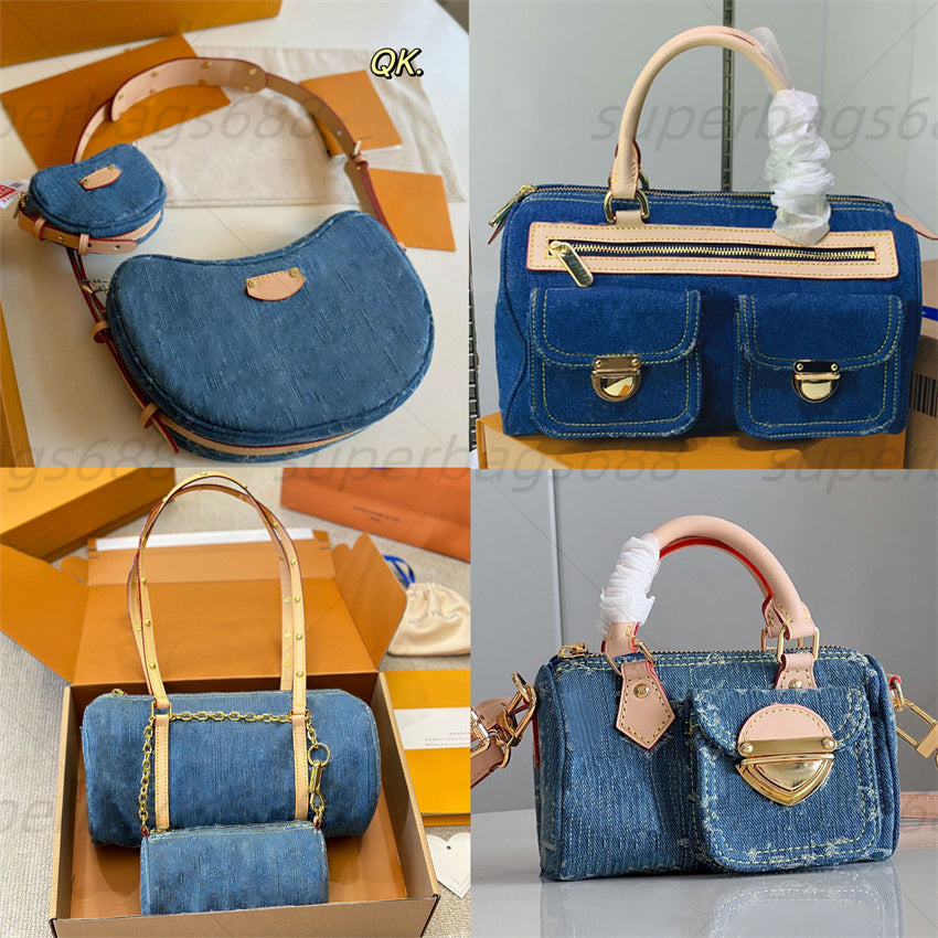 Designer Bag retro denim Shoulder bags Handbag Top Quality blue Denim flower crossbody bag Luxury Tote bag Lady Leather Mini Underarm Bags Women jea