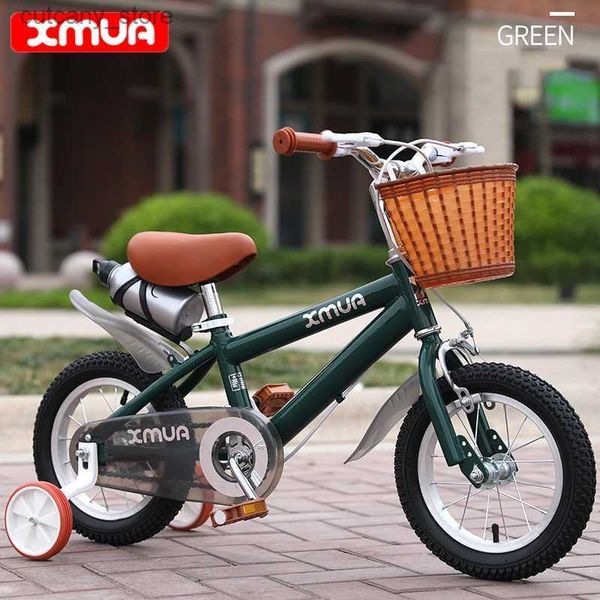 Bikes Ride-Ons Cycg City British Retro Strolr 12141618 Inch Boy Girl Bicyc With Basket Auxiliary Wheel New Hot Bike 2023 DropShipping L24