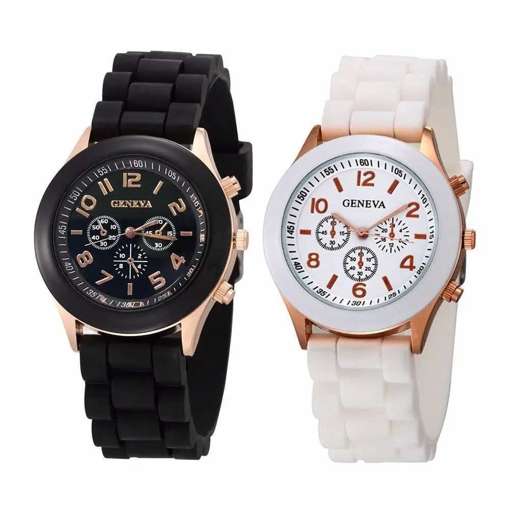 Famous Brand Geneva Ladies Fashion Watch Male and Female Student Silicone Quartz Wristwatch Clock Wholesale Relogio FemininoX240920