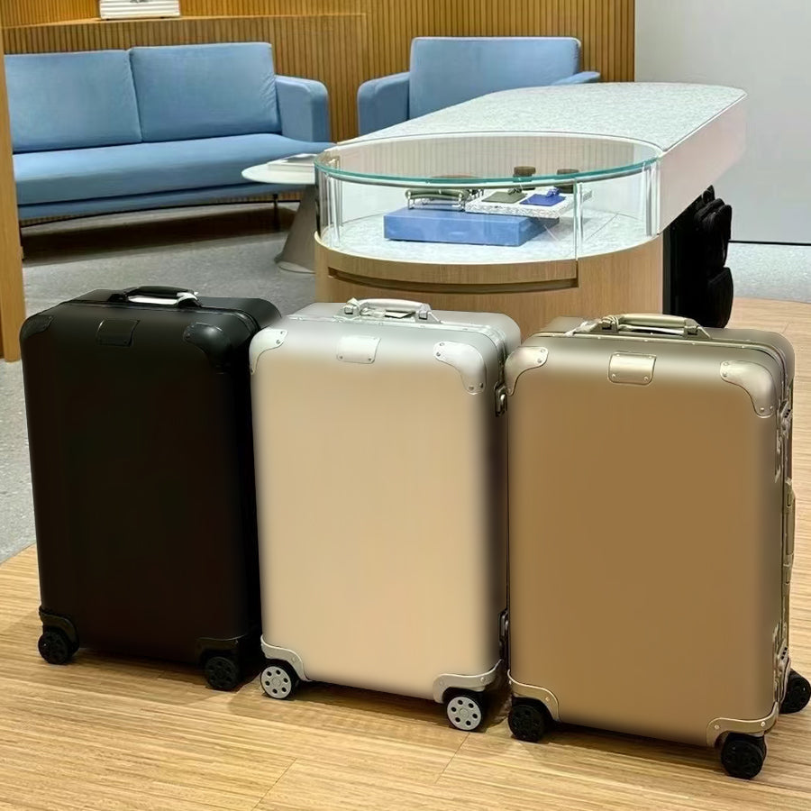 Designer Luggage Suitcase Premium Aluminum Alloy Rolling Lightweight Trolley Smooth Telescopic Handle Perfect Travel Business Trips Offered Multiple