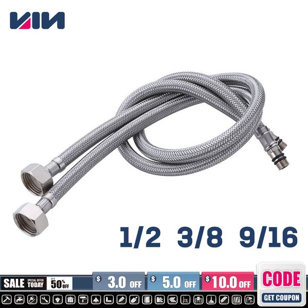 Hoses 1Pair G1-2 G3-8 G9-16 Stainless Steel Flexible Plumbing Pipe 60cm Cold Mixer Faucet Water Supply Kitchen Bathroom 230414