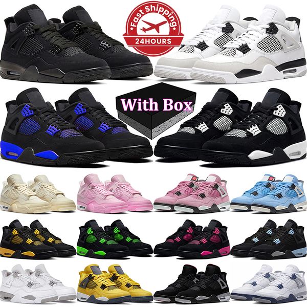 with box 4s basketball shoes designer sneakers Military Black Cat Cement Grey Red Pink Panda Pine Green Jumpmaan 4 White Thunder mens traine