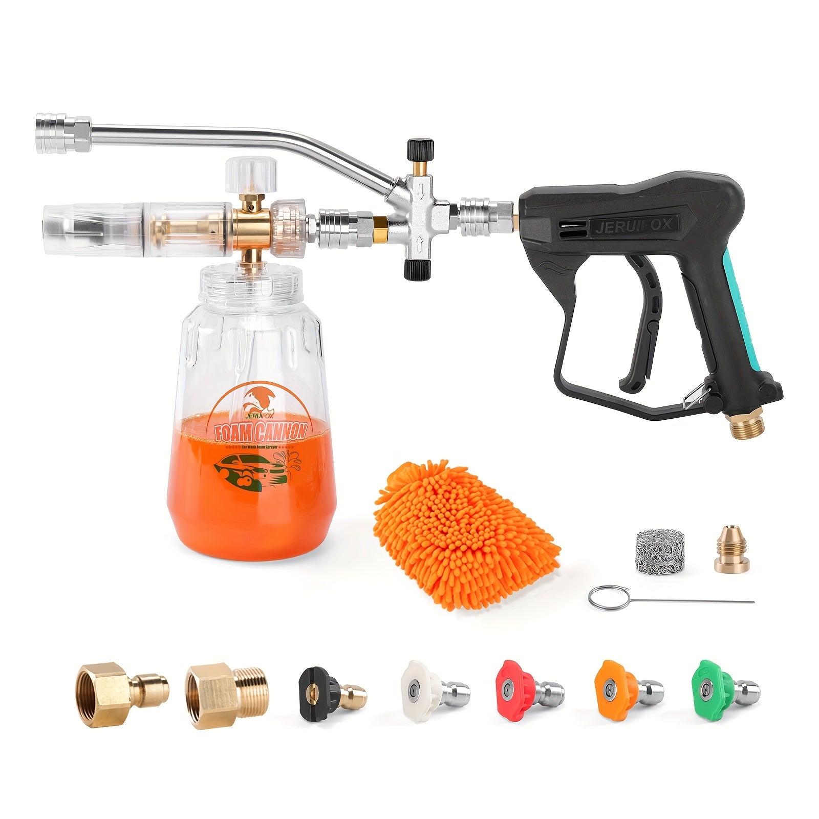 TEMU Dual Connector Foam Cannon For Pressure Washer, Pressure Washer With Foam Cannon And 5 Power Washer Sprayer Nozzles Tips For Car Wash Kit Power