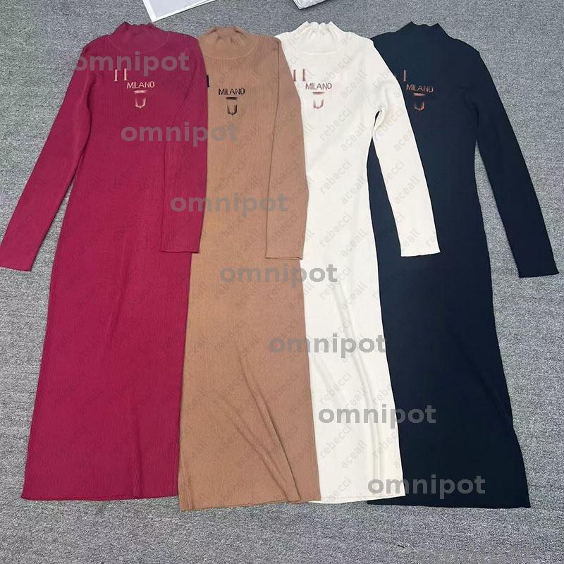 2024 autumn new knitted dress winter slimming long sleeved hip hugging skirt casual womens base long skirts designer ladies Dresses CSD2410162-12