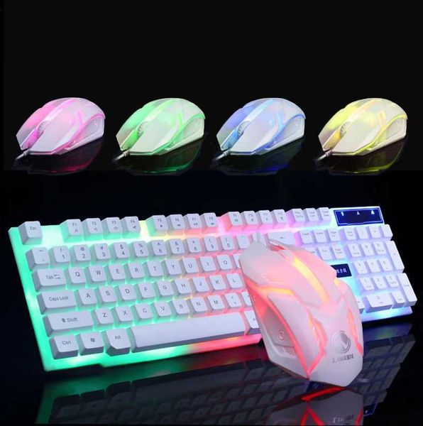 LED Backlight Gaming Wired Keyboard and Mouse Set USB Keyboards Ergonomics Gamer Mouse Holder Key board Computer Game KeyboardCL240709