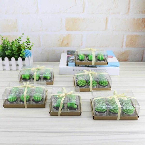 Candles 6 creative plant smoking candles for birthday parties weddings spa centers home decoration and real tea candles (randomly delivered)