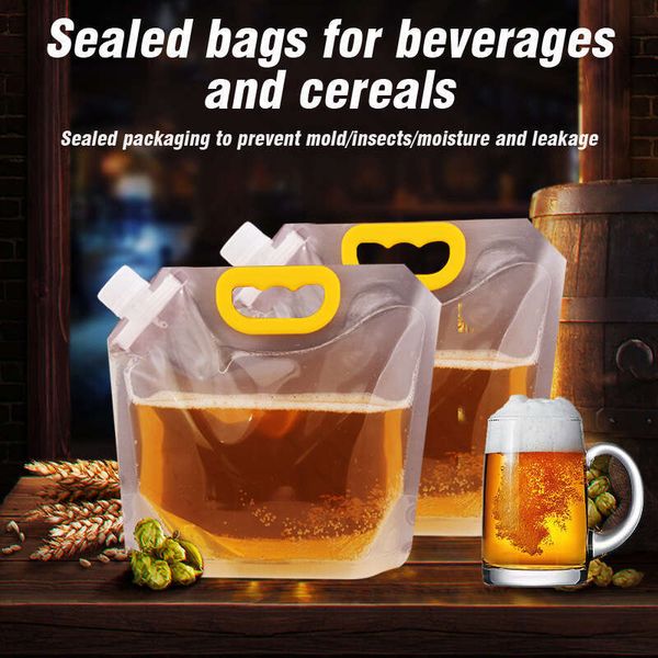 Transparent Beverage Bag Reusable Outdoor Travel Grain Storage Portable Ic Spout Pouches For Party Fruit Juice Beer