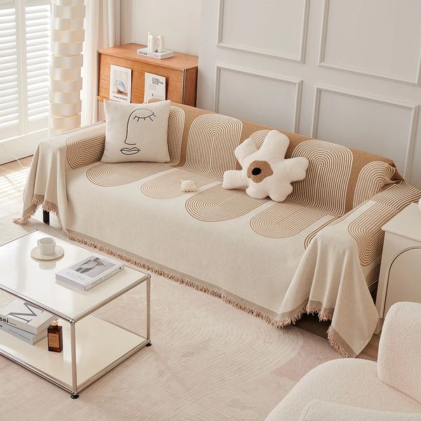 Nordic Tassel Throw Blanket Four Season Sofa Cover Dust Anticat Scratch Protection Carpet Travel Rug Tassels 241213