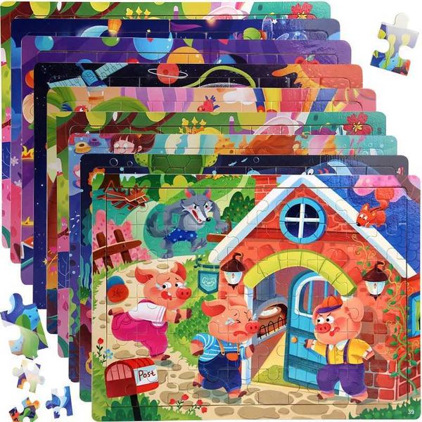 block Building 60PCS Wooden Jigs Color 3D Puzzle Characters Early Educational Learning Logical Thinking Focus Puzzle Toys Gift Z241128
