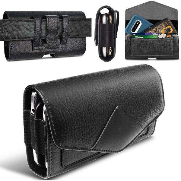 for Samsung, Motorola, iPhone 15, 14, 13 Pro Max, Leather Bag,Cell Phone Holster with Belt Clip
