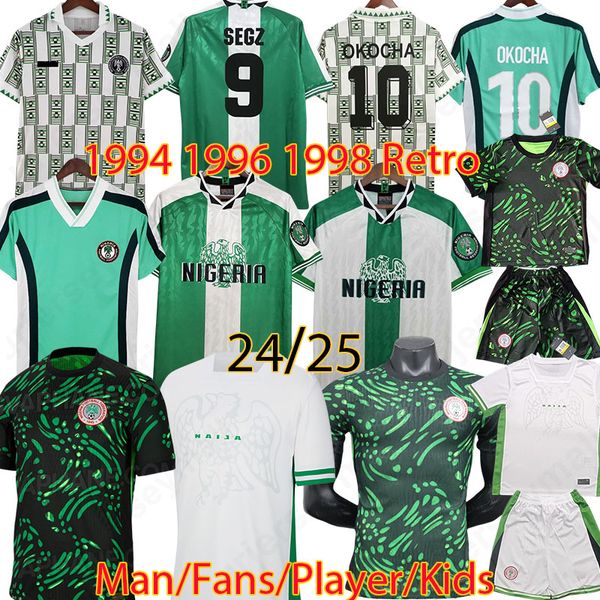 2024 Nigerian Soccer jersey SEGZ 1994 1996 1998 Nigeria 24 25 IGHALO OKOCHA AMOKACHI Football shirts FINIDI AWAY KIDS national team world cu