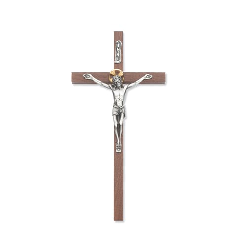 Walnut Crucifix with Halo 8&amp;quot;