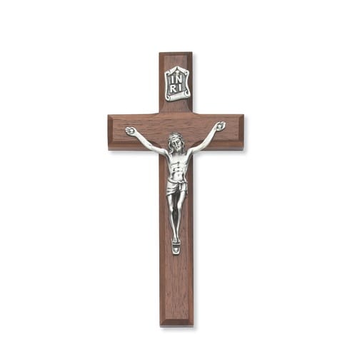 Beveled Walnut Crucifix 6&amp;quot;