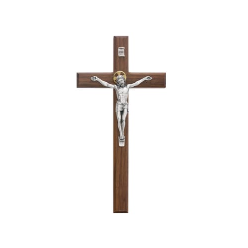 Beveled Walnut Crucifix 12&amp;quot;