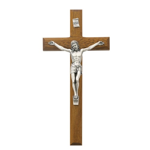 Beveled Walnut Crucifix 8&amp;quot;