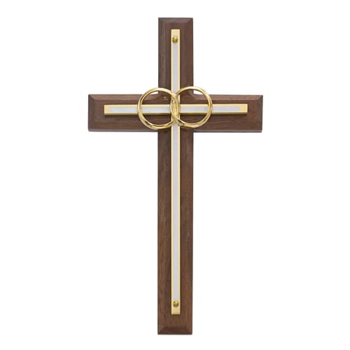 Walnut with Overlay Wedding Cross 6.5&amp;quot;