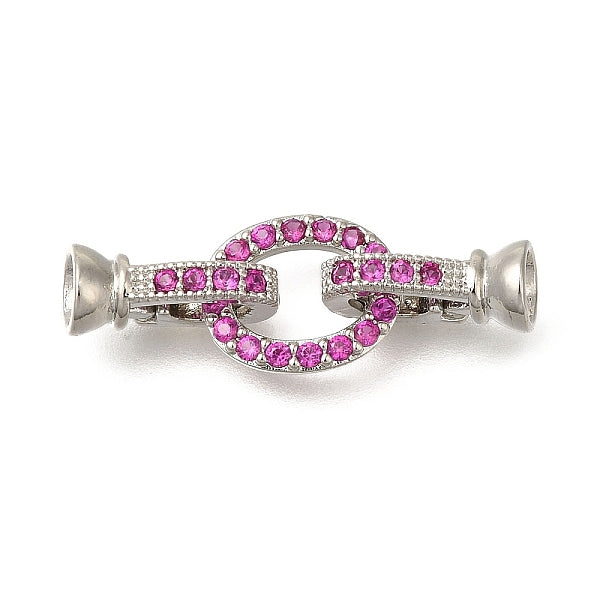 Placage en rack ovale en laiton micro pavé de zircone cubique fermoirs déployants