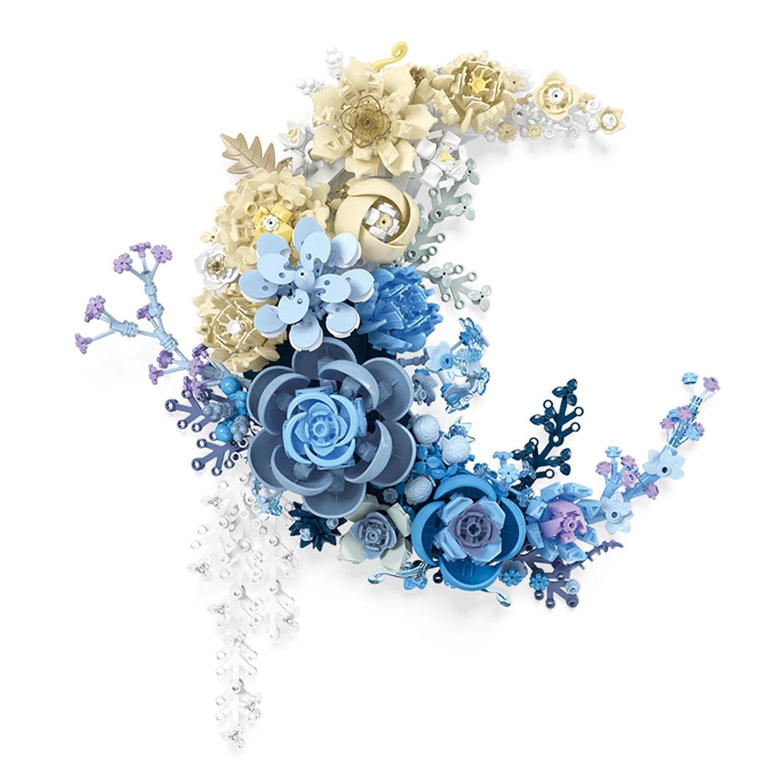 TEMU 934pcs Blue Building Blocks Set, Flower Botanicals Collection, Creative Floral Building For Wall Decor, Artistic Gift, , Artistic Display, ,