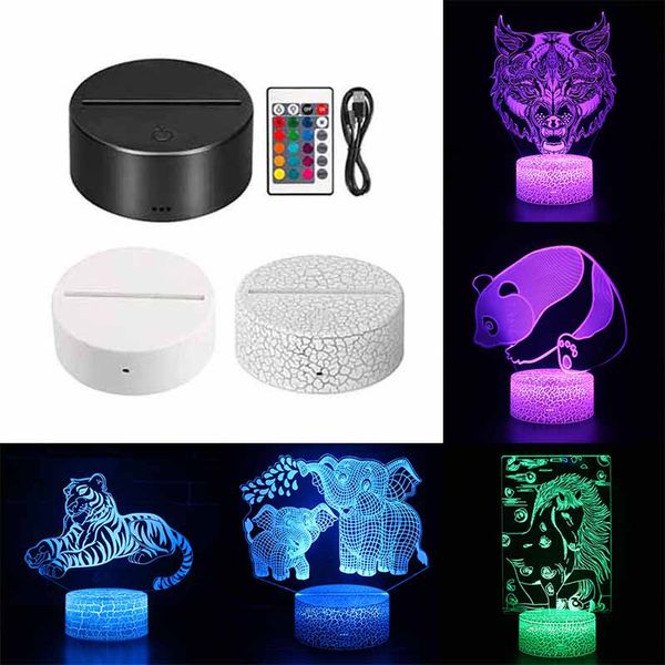 3D LED Lamp Night Lights Animal 100 Design Available Night Lamps 16 Colors Decoration Table Desk Light