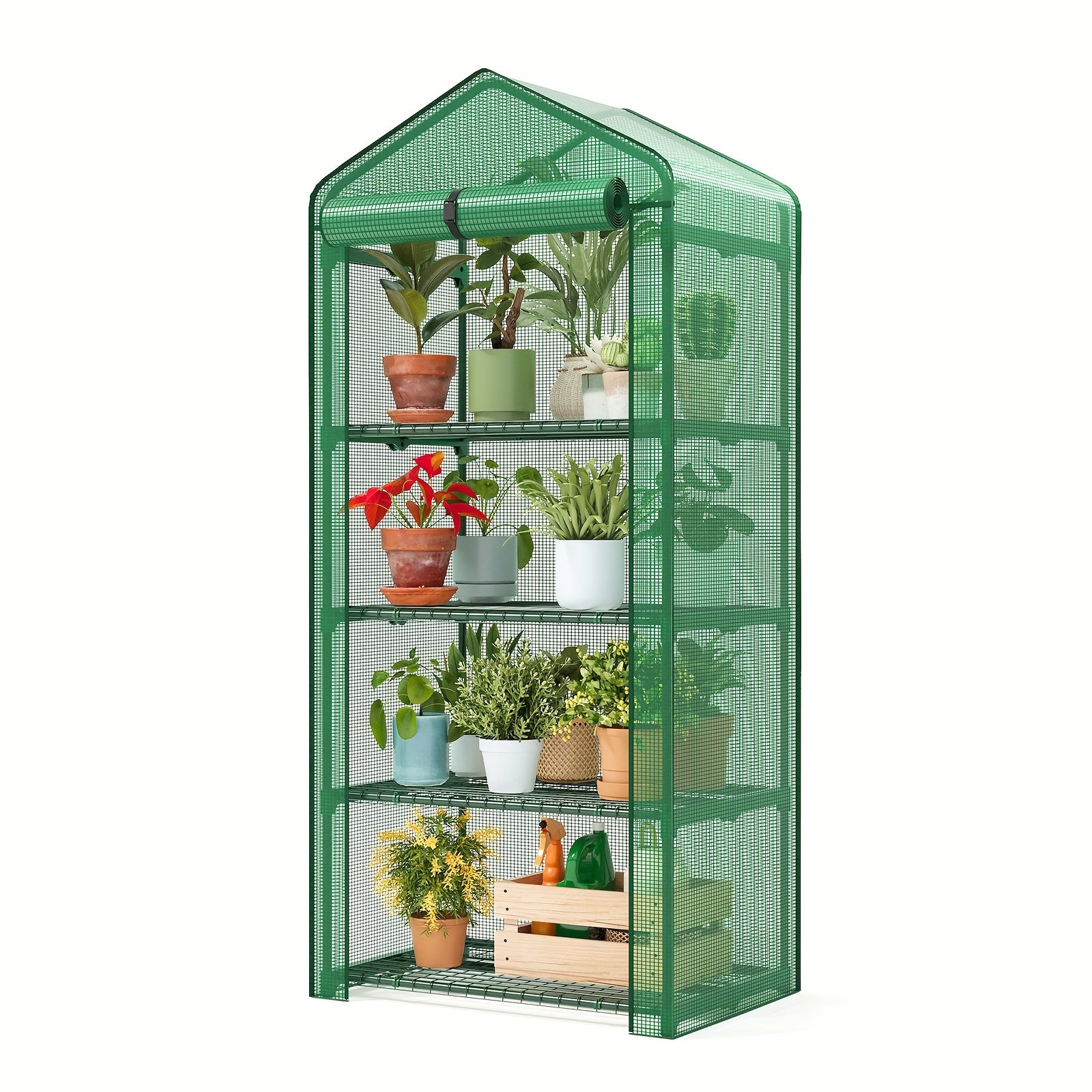 TEMU Whonline 4 Tier Mini Greenhouse For Indoor Outdoor, & Watering, Plastic Plant Green House Suitable For Seasonal Decoration Care, Rack Stand