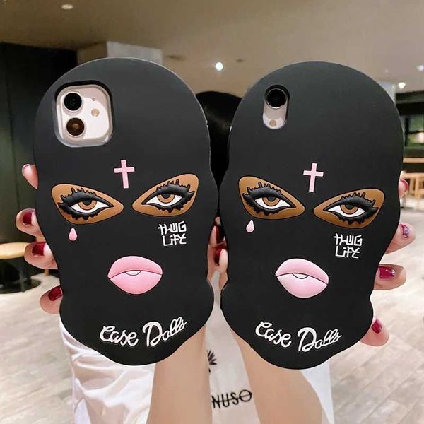 Hot Sale 3D Mask Dolls soft case for iphone 16 15 14 Pro 13 12 11 Pro MAX 7 8plus X XR Se Girl Tear Jesus cross Goon Thug Life cover Girl T2