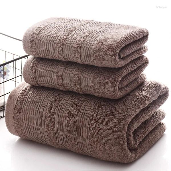 Bath Towel Towel 3pcs - Set Cotton Absorbent Men 1pc 70x140cm Beach Bath For Adults 2pcs 32x72cm Washcloth Terry CL250211