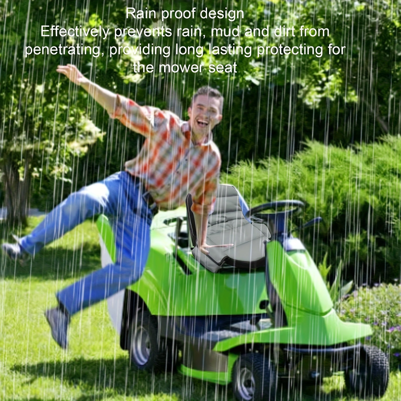 TEMU Lawn Tractor Seat Cover With Pocket, Compatible With John , , , , Husqvarna, Fit For Seat Back Of 12.5-14 Inches, Lawn Tractor Seat Cover High