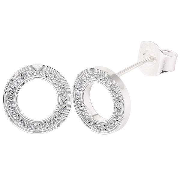1 paire de 925 boucles d'oreilles rondes plates en verre et argent sterling