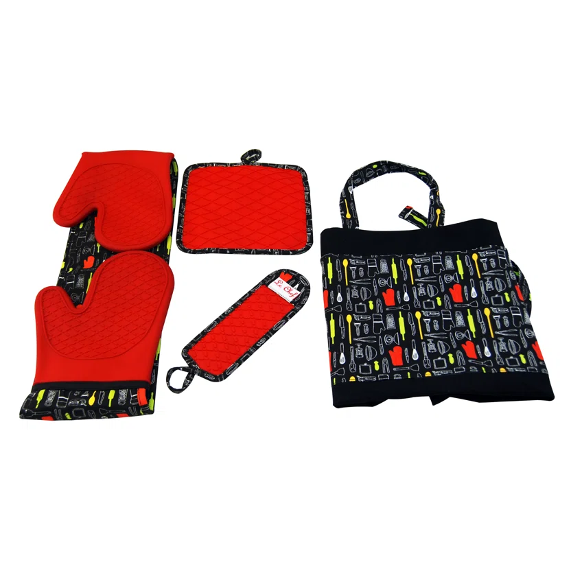 Le Chef™ 4-Piece Kitchen Tools Apron Set - Red Diamond Tool