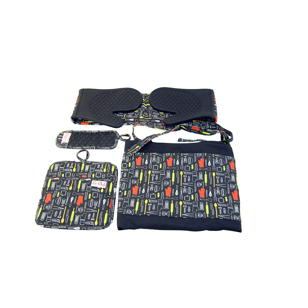 Le Chef™ 4-Piece Kitchen Tools Apron Set - Black Diamond Tool