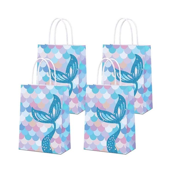 Gift Wrap 10-20Pcs Colorful Cute Mermaid Tail Paper Gift Bags Candy Boxes Kids Theme Birthday Party Decoration Girl Baby Shower Supplie 2209