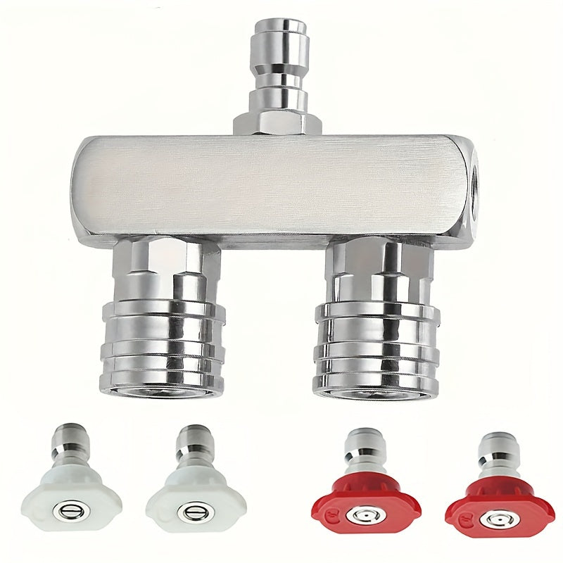 TEMU High Pressure Washer Stainless Steel Double Connector, 1-4 Inch Quick Connection High Pressure Water Gun Connector, -one High Pressure Washer