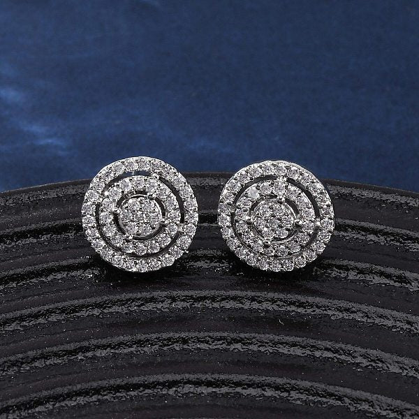 Boucles d'oreilles à tige rondes plates en laiton avec micro pavé de zircones cubiques transparentes