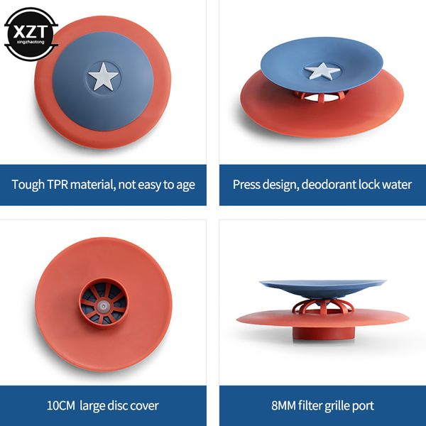 Silicone Sink Drain Stopper Strainer Shower Bathtub Floor Water Stopper Rubber Kitchen Bathroom Deodorant Plug Hair Pickups