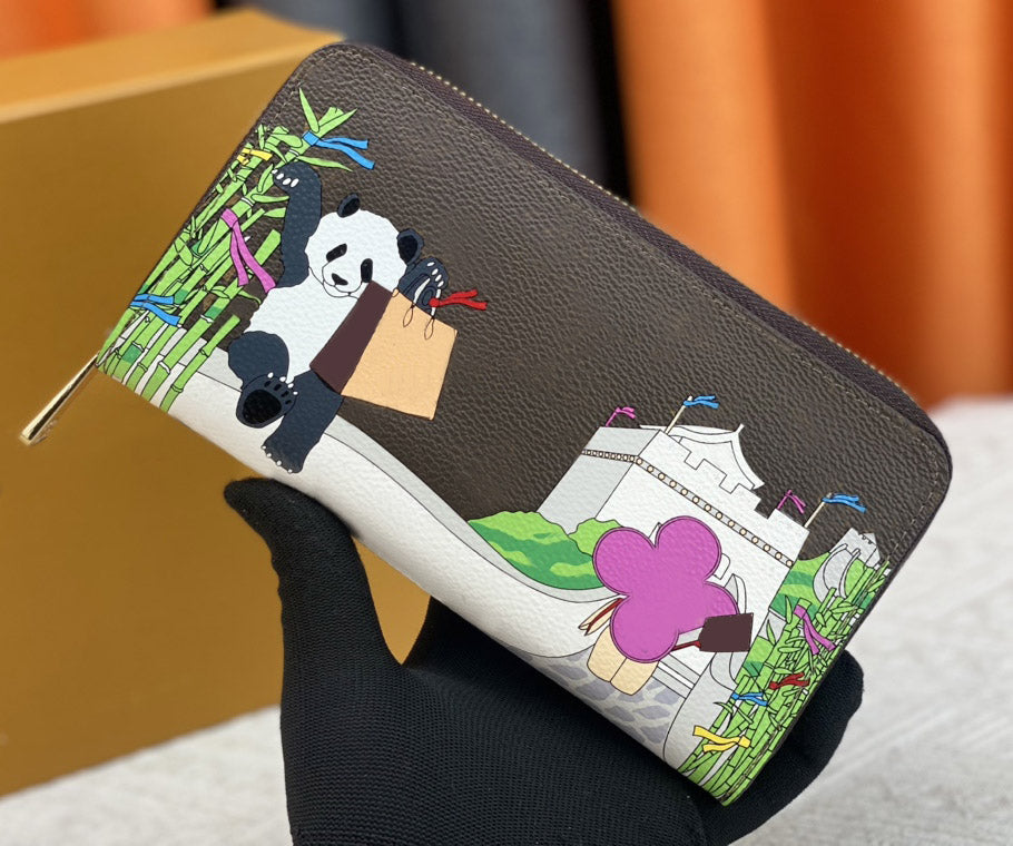 Womens designer wallets s Zippy coin purses brown-flower letter Mascot Holidays long card holder high-quality ladies fashion clutch bag with Origina