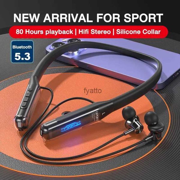 Cell Phone Earphones Sports Wireless 80 Hours Endurance Bluetooth with Microphone Bass Stereo Neckband 5.3 H240614
