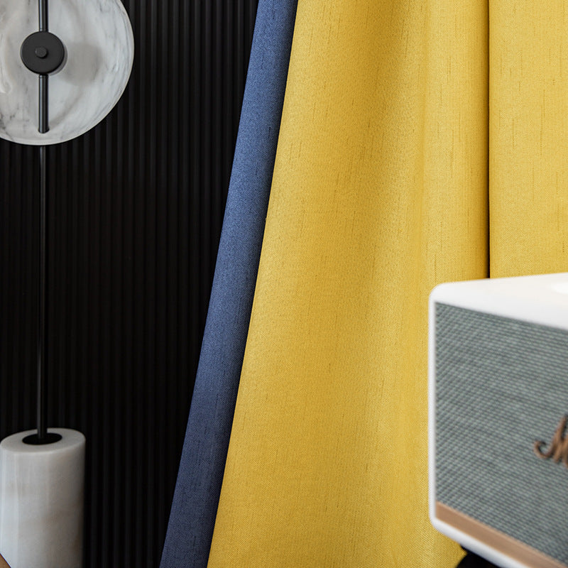 T0038 modern simple new thickened cotton and linen meteor linen blackout curtain Amazon solid color hotel project factory direct supply