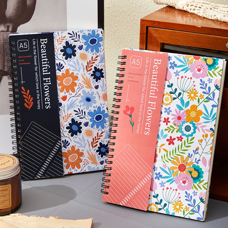 Elegant A5 Flower Pattern Spiral Notebook Convenient Coil Book for Notes & Planning