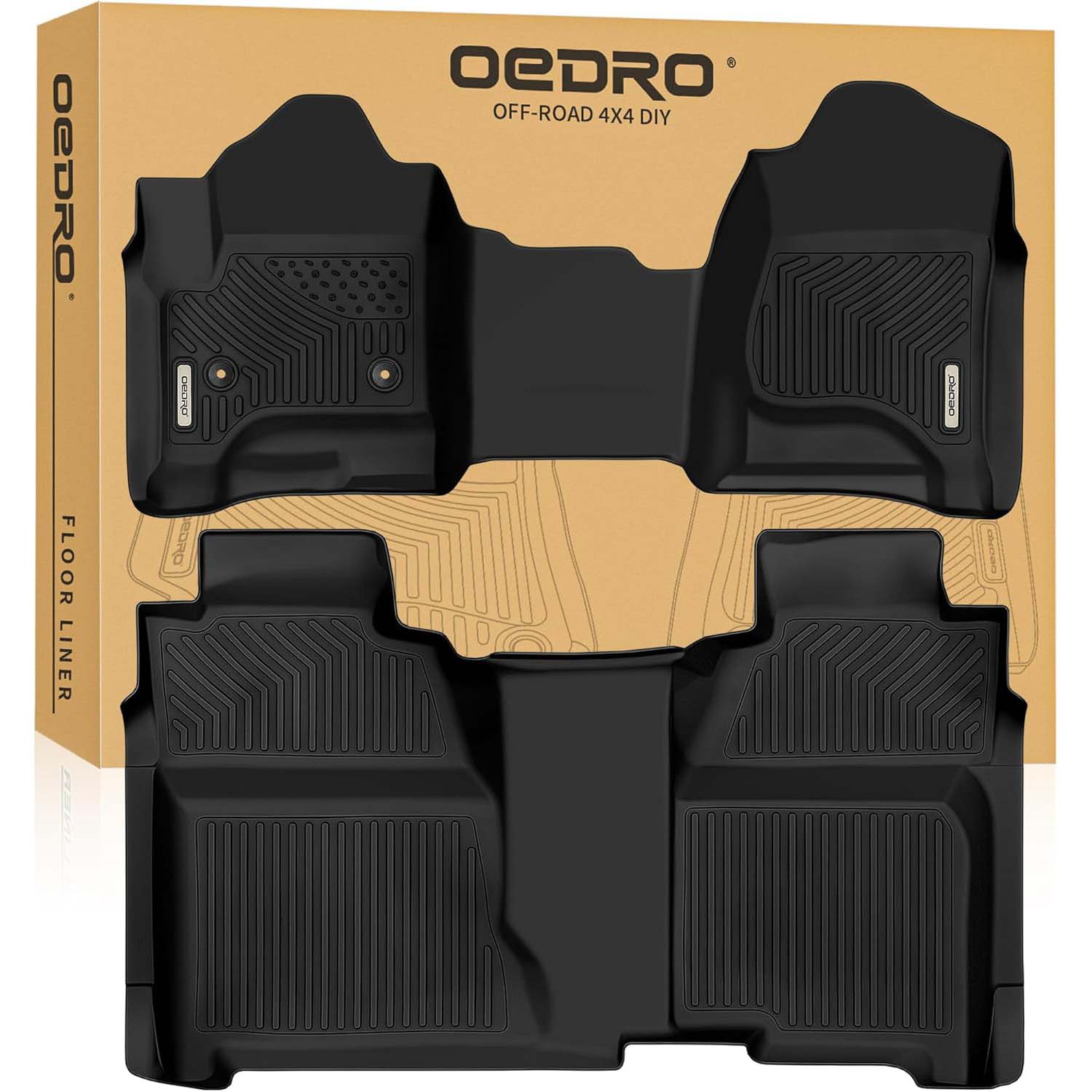 OEDRO Floor Mats for 2014-2018 Silverado-Sierra 1500, 2015-2019 2500HD-3500HD Crew Cab