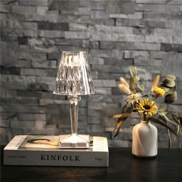 Lights Night Italian Kartell Battery USB Touch Sensor Bed Lamp Decor Restaurant Table Lamps Acrylic Diamond Desk Light Fixtures293P s