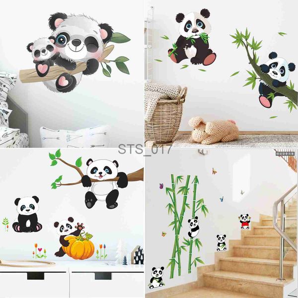Other Decorative Stickers Cartoon Panda Bamboo Tree Branch Wall Stickers Mural Nursery Decal Children&#039;s Room Poster Vinyl Home Decor Pl