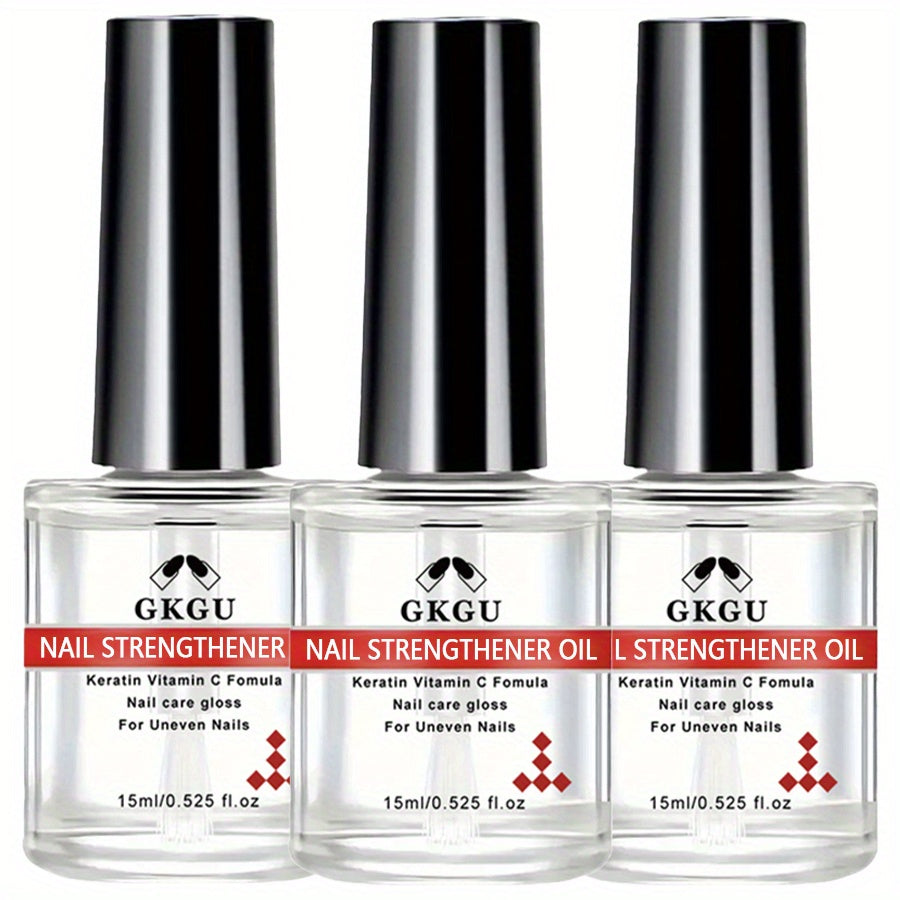 TEMU 3pcs Gkgu Keratin Nail Hardener - Fast-drying, Shiny Finish, Stops Chipping & Peeling, Against Damage, -free, Formaldehyde-free, Ideal For &